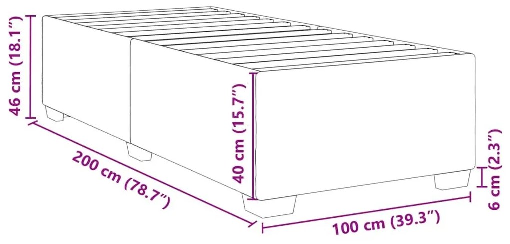 Πλαίσιο Κρεβατιού Σκούρο Καφέ 100x200 εκ. Υφασμάτινο - Καφέ