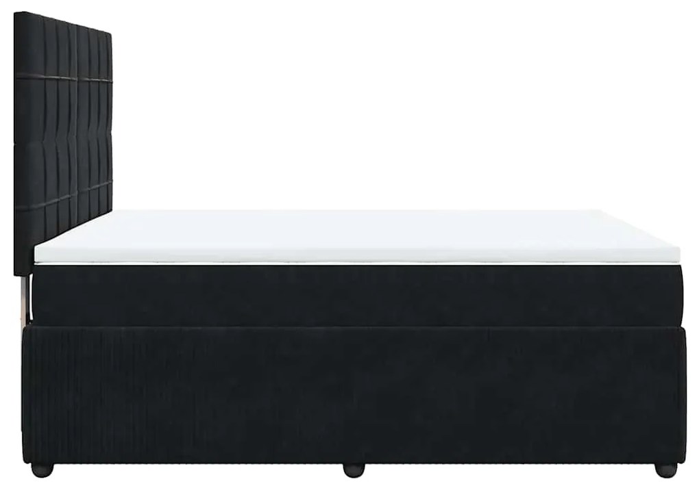 vidaXL Κρεβάτι Boxspring με Στρώμα Μαύρο 140x200 εκ. Βελούδινο