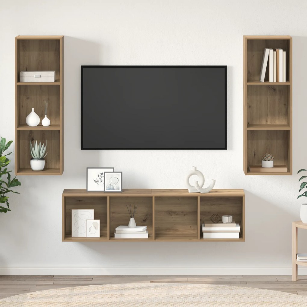vidaXL Σετ επίπλου τηλεόρασης 3 pcs artisan δρυς 37 x 37 x 142.5 εκ