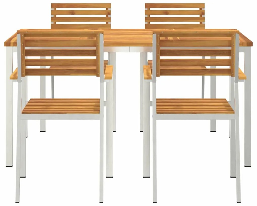 vidaXL Σέτ φαγητού για κήπο 5 pcs Καφέ Στερεό Ξύλο Ακακίας