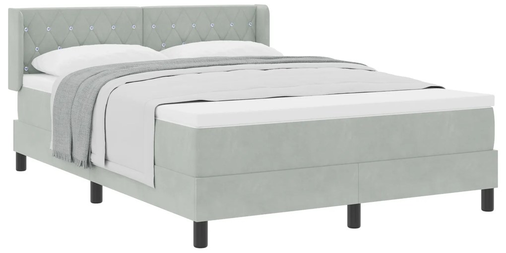 vidaXL κρεβάτι Box Spring με στρώμα γκρι ανοιχτό 160x200 εκ. βελούδο