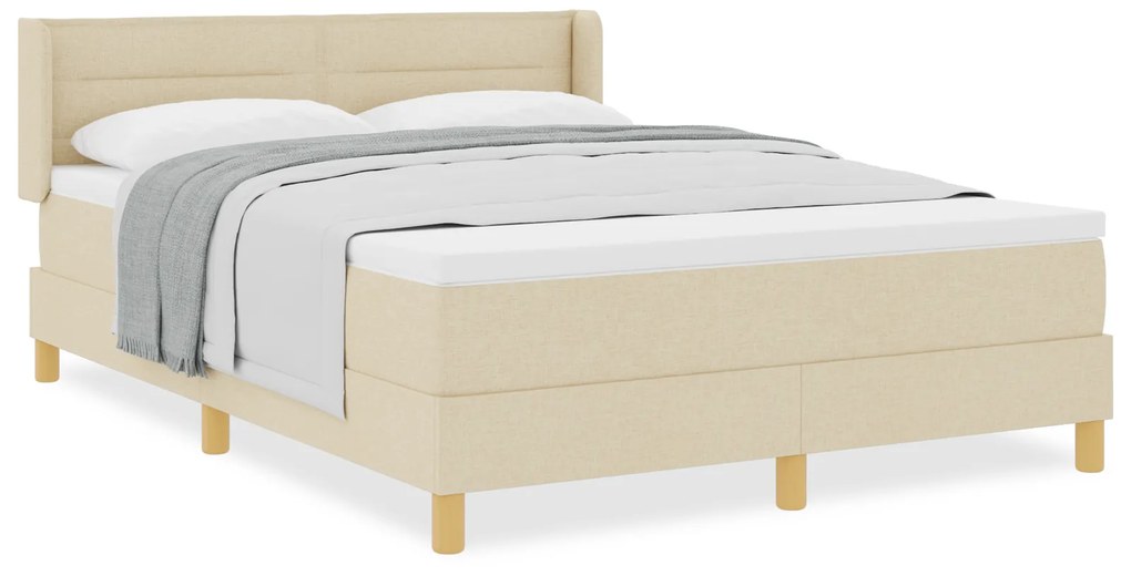 vidaXL Κρεβάτι Box Spring με στρώμα - Κρέμα - 140 x 200 εκ - Ύφασμα