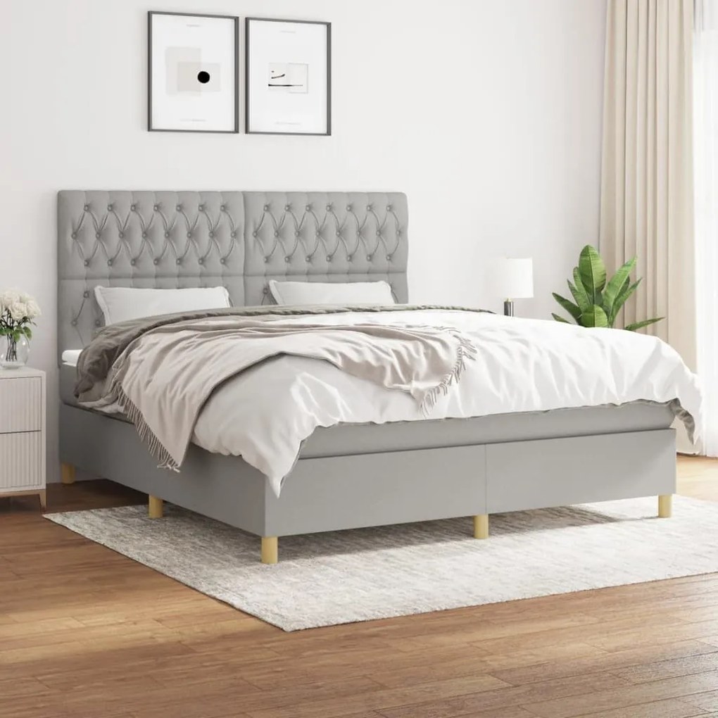 ΚΡΕΒΑΤΙ BOXSPRING ΜΕ ΣΤΡΩΜΑ ΑΝΟΙΧΤΟ ΓΚΡΙ 180X200 ΕΚ. ΥΦΑΣΜΑΤΙΝΟ 3142593