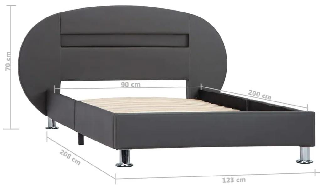 Πλαίσιο Κρεβατιού με LED Γκρι 90x200 εκ. από Συνθετικό Δέρμα - Γκρι
