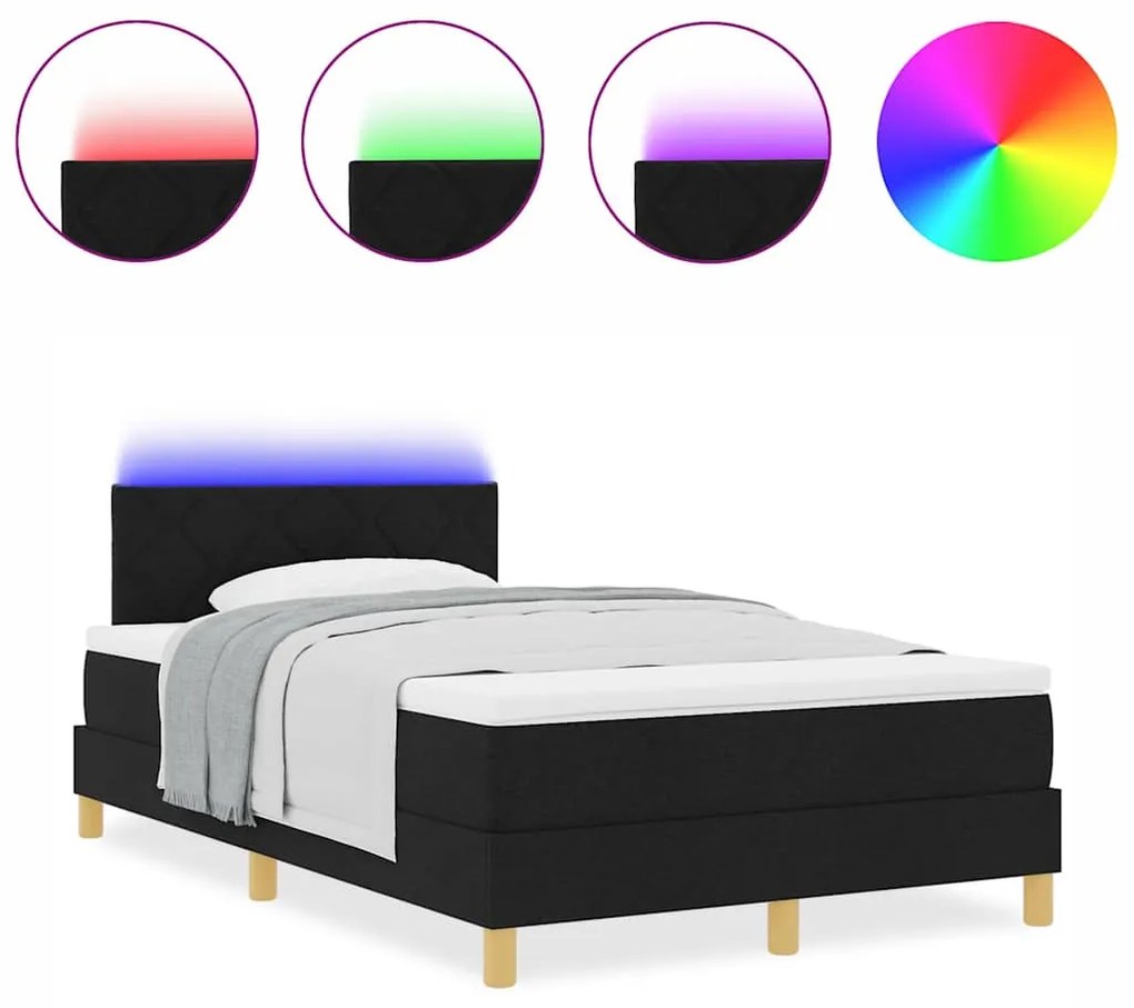 vidaXL Κρεβάτι με ελατήρια με στρώμα Μαύρο 120 x 200 cm ύφασμα