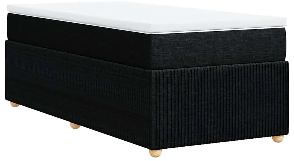 vidaXL Κρεβάτι Boxspring με Στρώμα Μαύρο 90x200 εκ. Υφασμάτινο