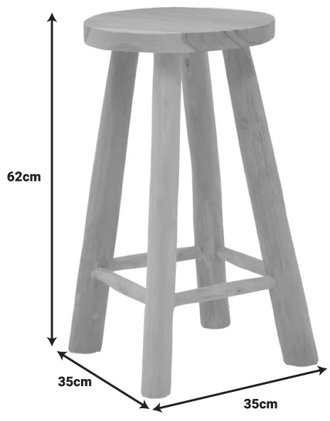 Σκαμπό Charloce pakoworld teak ξύλο σε φυσική απόχρωση Φ35x62εκ - 336-000020