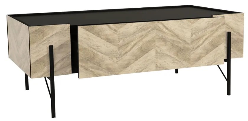 PARKE COFFEE TABLE ΜΑΥΡΟ ΦΥΣΙΚΟ ΜΕ PATTERN ΜΑΥΡΟ 120x63xH45cm - 04-0513