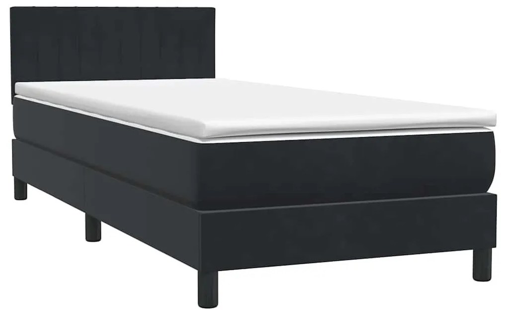 Box Spring Κρεβάτι με στρώμα Μαύρο 80x210 εκ. Βελούδινο - Μαύρο