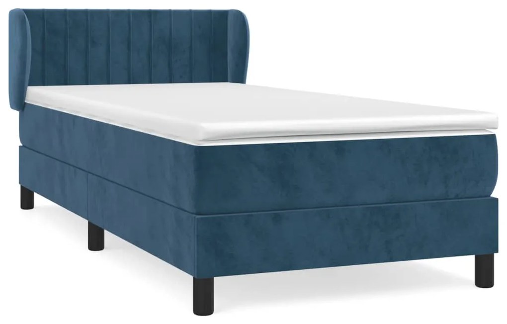 vidaXL Κρεβάτι Boxspring με Στρώμα Σκούρο Μπλε 80 x 200 εκ. Βελούδινο