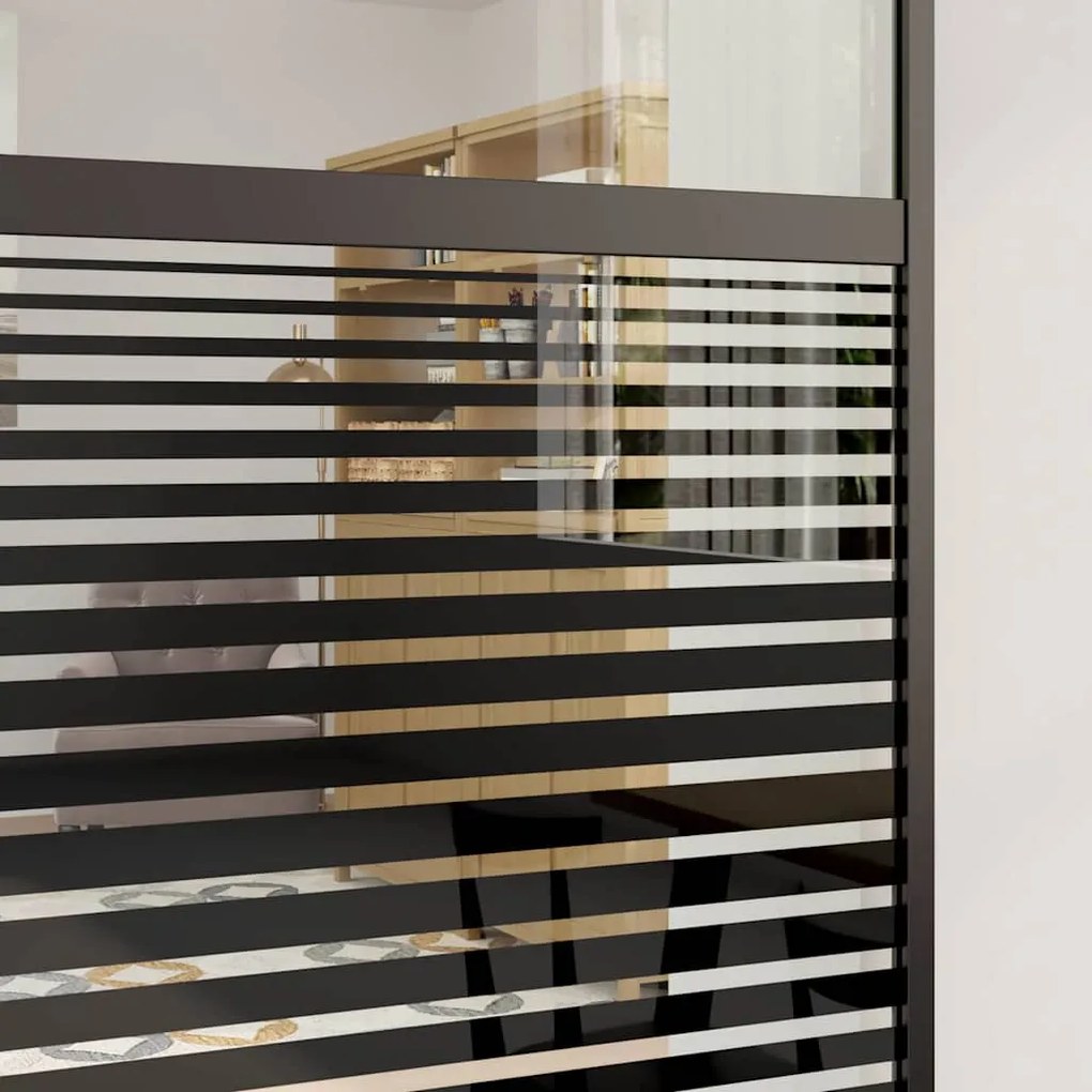 vidaXL Συρόμενη Πόρτα Μαύρο 90 x 205 cm Σκληρυμένο γυαλί και Αλουμίνιο