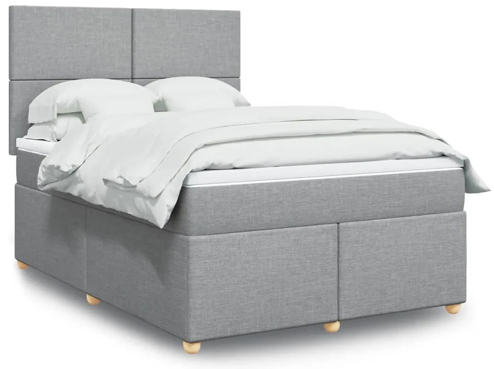 vidaXL Κρεβάτι Boxspring με Στρώμα Ανοιχτό Γκρι 140x190 εκ. Υφασμάτινο
