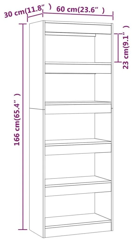 Βιβλιοθήκη/Διαχωρισ. Χώρου Γκρι Σκυρ. 60x24x186 εκ. Επεξ. Ξύλο - Γκρι