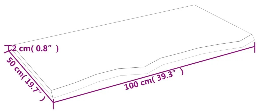 Ράφι Τοίχου Ανοιχτό Καφέ 100x50x2 εκ. Επεξεργ. Μασίφ Ξύλο Δρυός - Καφέ