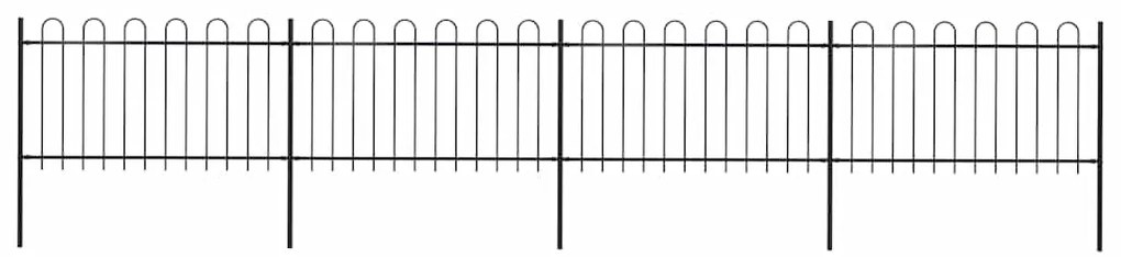 vidaXL Φράχτης Κήπου με Κορυφή από Ατσάλι 714,5 x 100 εκ. Μαύρος