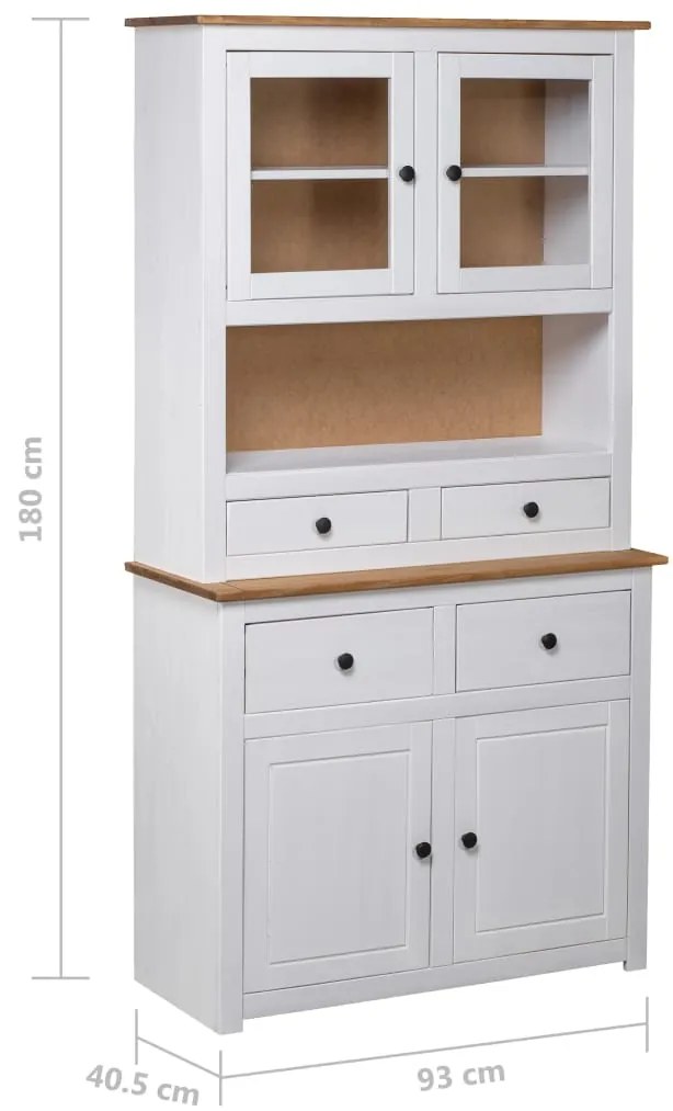 vidaXL Μπουφές Λευκός 93 x 40,5 x 180 εκ. από Ξύλο Πεύκου Σειρά Panama