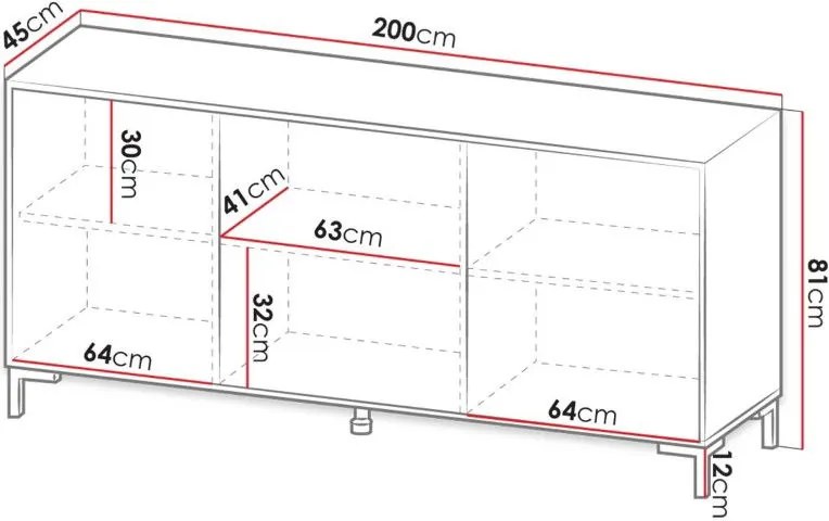 Μπουφές Marmo-Mauro Marmaro-Μήκος: 200 εκ.