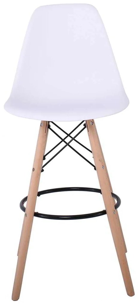Σκαμπώ ART Wood BAR ABS Λευκό (με πλάτη) 46x54x74/111cm (Σετ 2 ΤΕΜ)