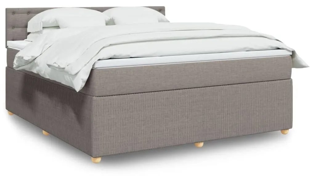 Κρεβάτι Boxspring με Στρώμα Taupe 180x200 εκ. Υφασμάτινο - Μπεζ-Γκρι