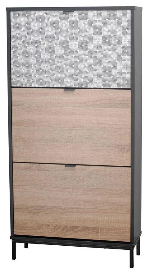 Παπουτσοθήκη Rombus Black Sonoma Με Pattern 60x23xH120cm 10-0015 Particle Board, Metal