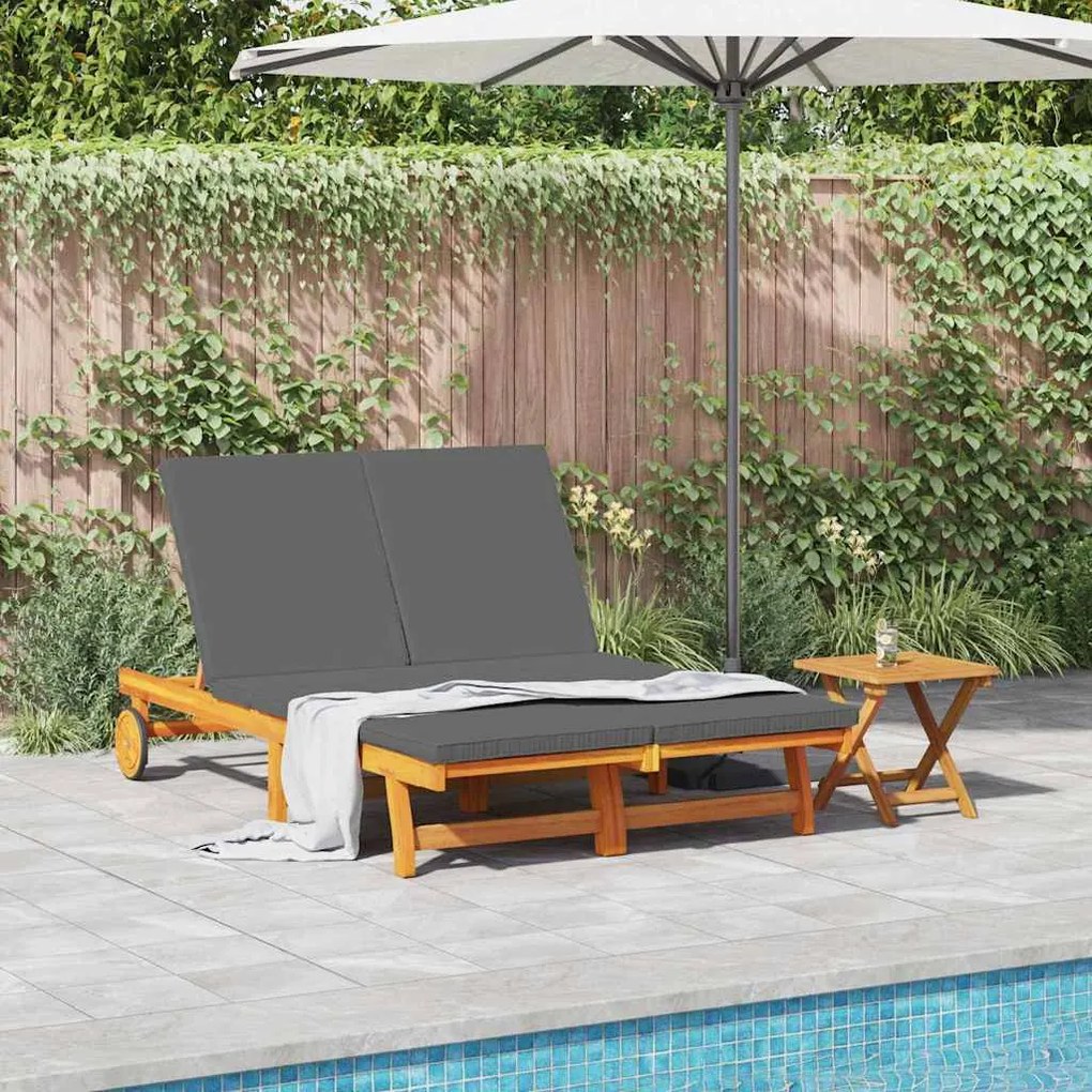 vidaXL Ξαπλώστρα 2-πρόσωπο Καφέ 125 x 200 x 84 εκ. Μασίφ ξύλο ακακίας