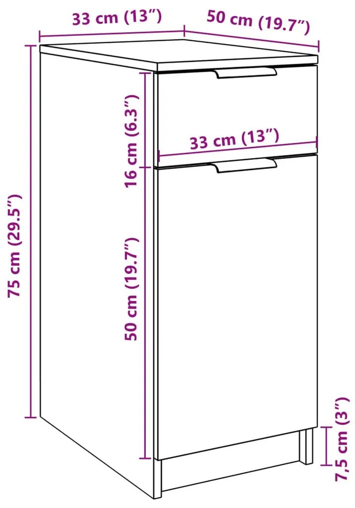 Ντουλάπι Γραφείου Artisan Δρυς 33x50x75 εκ. Επεξεργασμένο Ξύλο - Καφέ