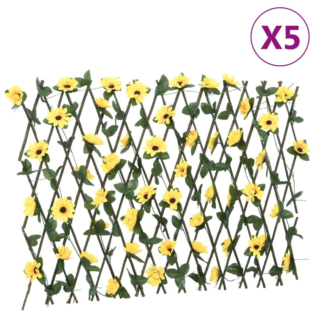 vidaXL Καφασωτό Επεκτεινόμενο 5 Τεμ. Κίτρινο 180x60εκ. Τεχνητός Κισσός
