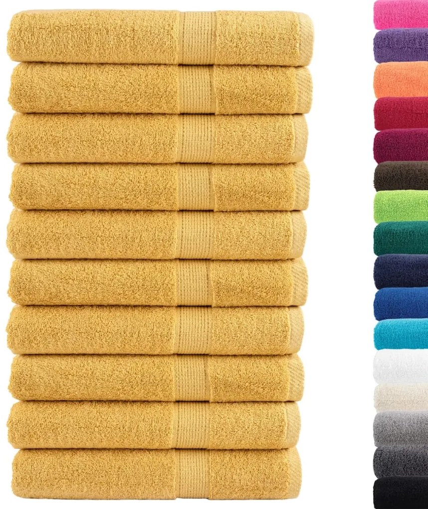 vidaXL Πετσέτες Premium SOLUND 10 τεμ. Χρυσές 100x200 εκ. 600 γρ./μ²