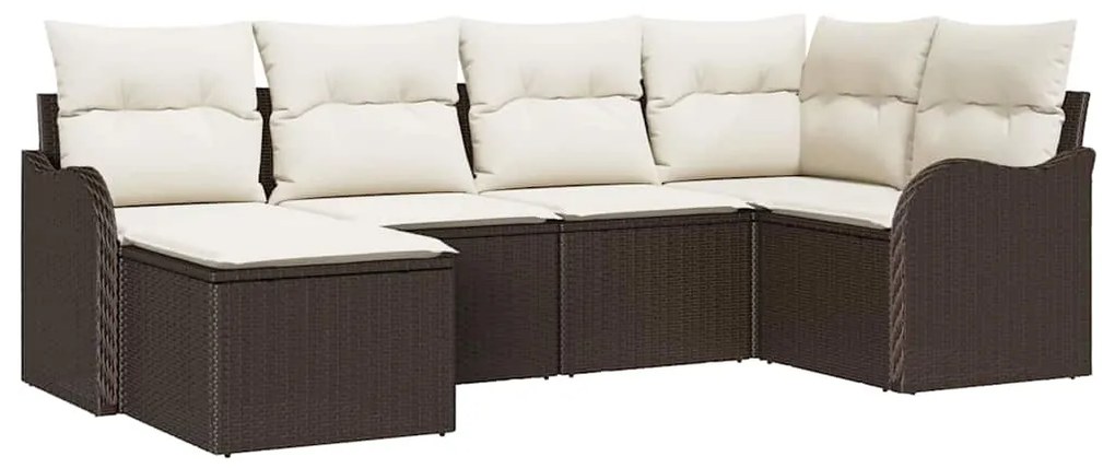 vidaXL Σετ Καναπέ Κήπου με μαξιλάρι 6 pcs Καφέ Πολυ ράταν