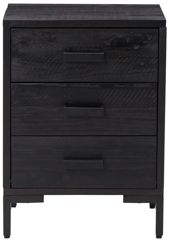 vidaXL Κομοδίνα 2 τεμ. Μαύρα 40 x 30 x 55 εκ. από Μασίφ Ξύλο Πεύκου