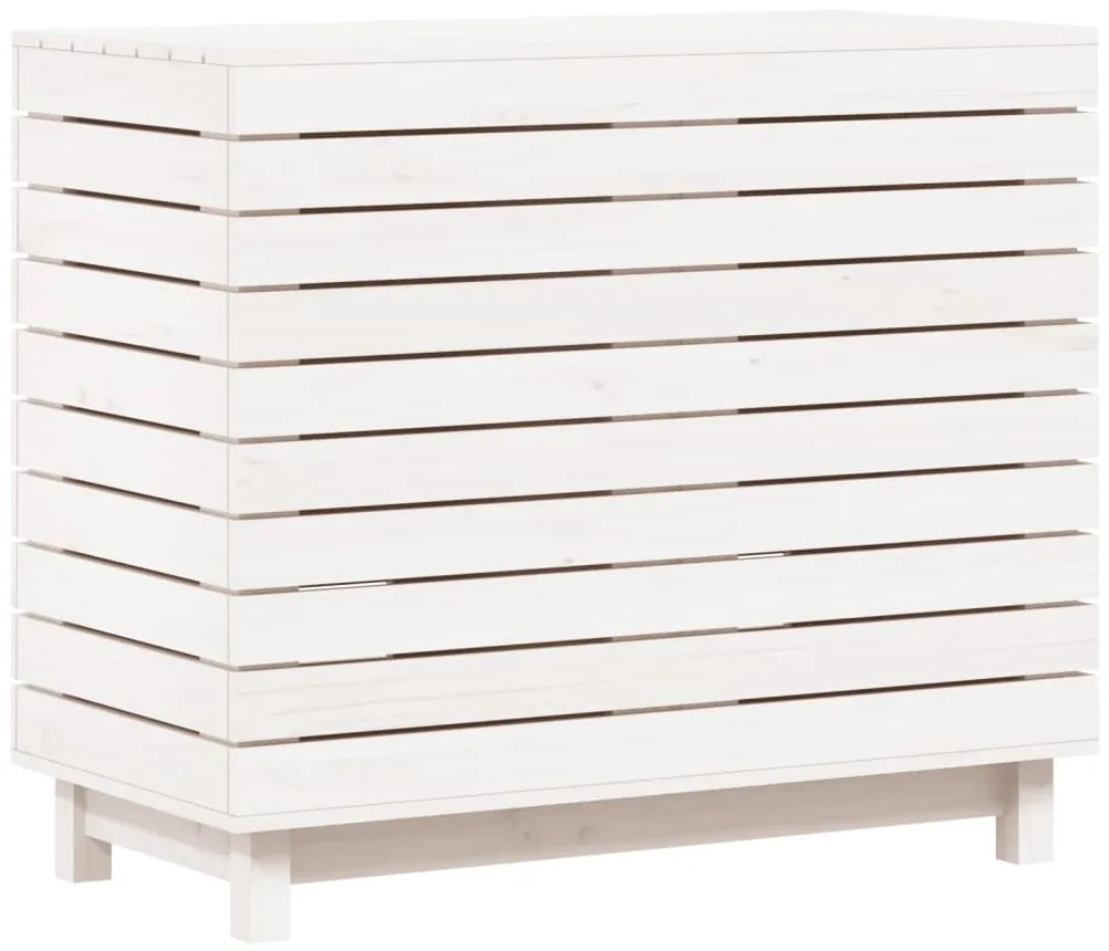 vidaXL Καλάθι Ρούχων Λευκό 88,5x44x76 εκ. από Μασίφ Ξύλο Πεύκου