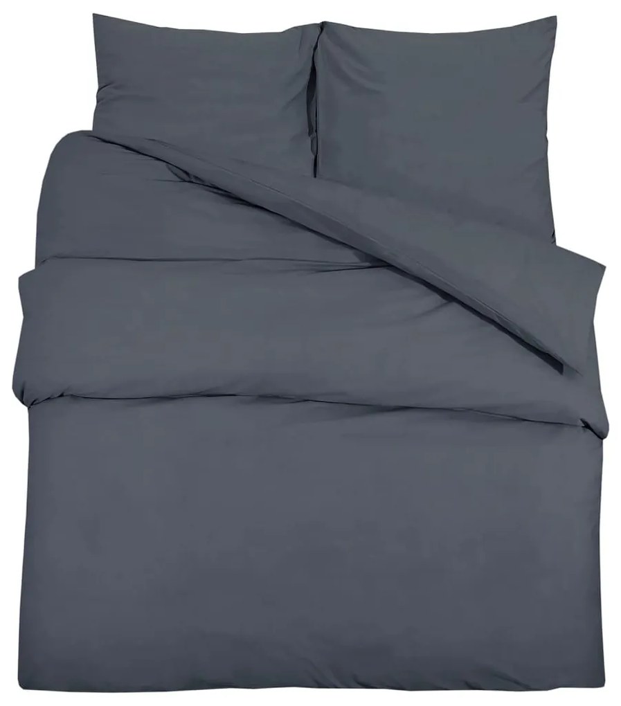 vidaXL Σετ Παπλωματοθήκης Ανθρακί 200x220 εκ. Βαμβακερό