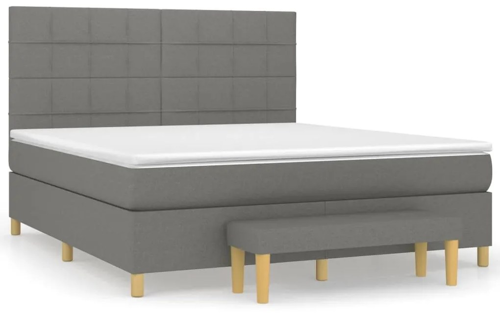 Κρεβάτι Boxspring με Στρώμα Σκούρο Γκρι 160x200 εκ Υφασμάτινο - Γκρι