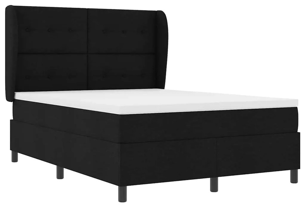 vidaXL Κρεβάτι με ελατήρια με στρώμα Μαύρο 140 x 200 cm ύφασμα