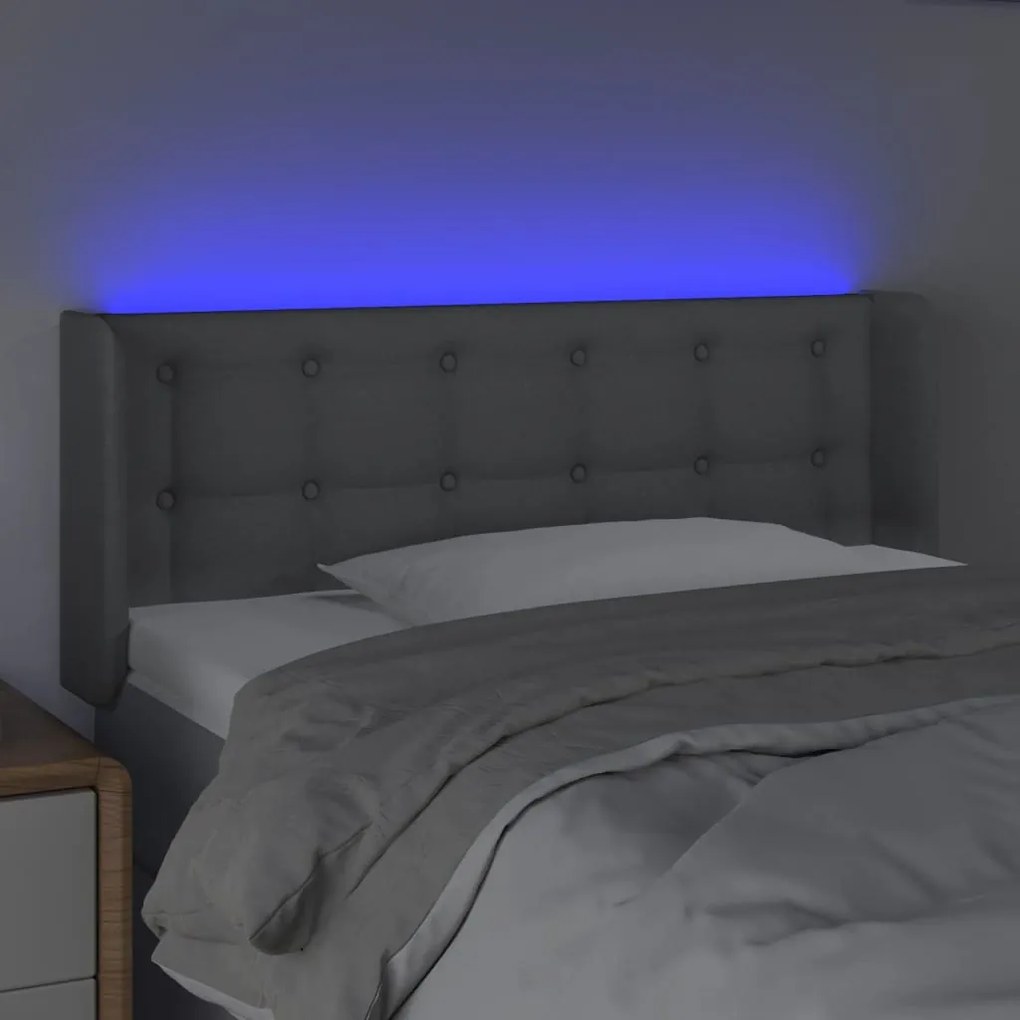 vidaXL Κεφαλάρι Κρεβατιού LED Ανοιχτό Γκρι 103x16x78/88 εκ. Υφασμάτινο