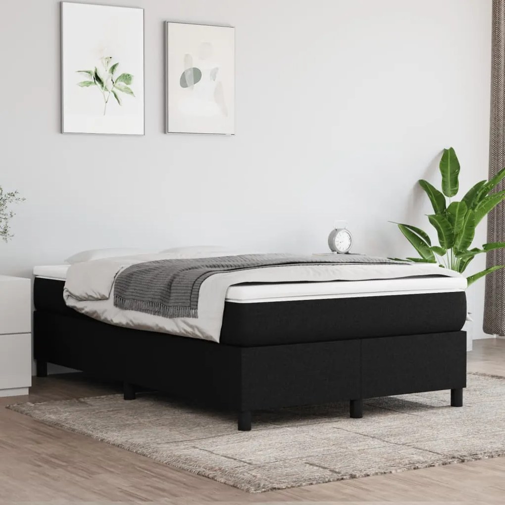 Κρεβάτι Boxspring με Στρώμα Μαύρο 120x190 εκ. Υφασμάτινο - Μαύρο