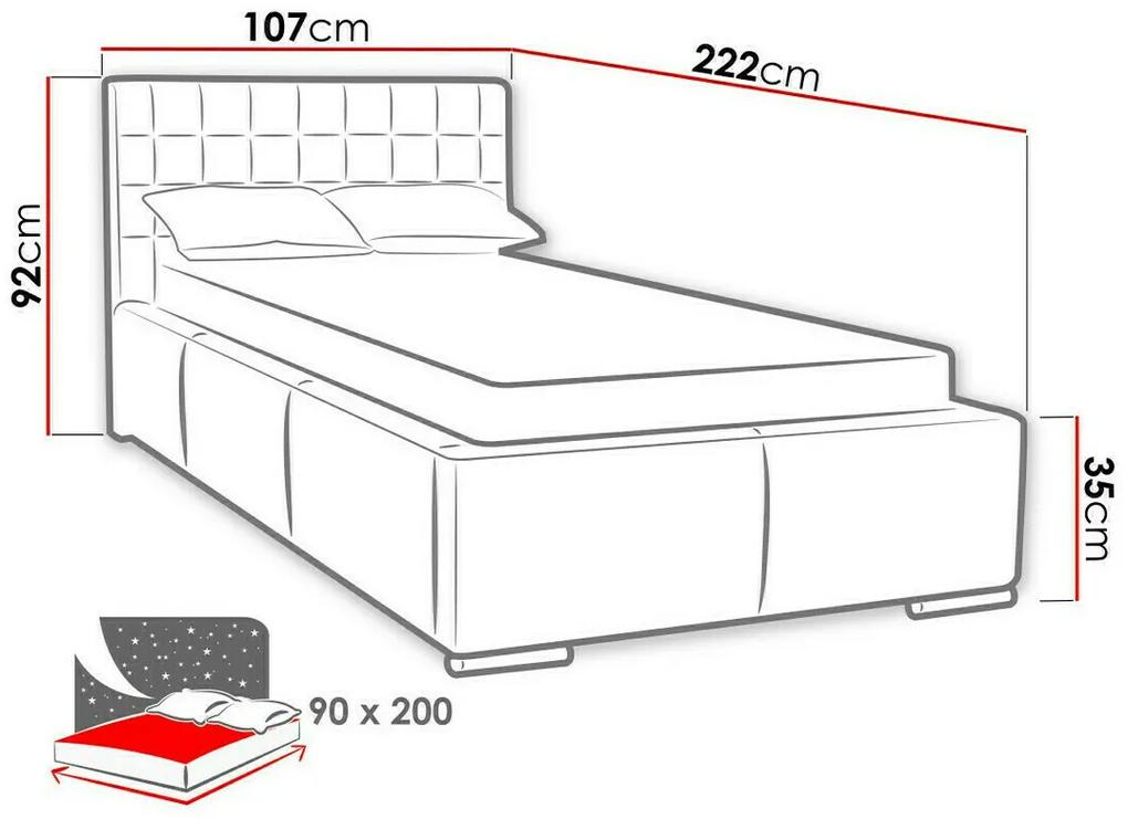 Κρεβάτι Baltimore 104, Μονόκλινο, Μαύρο, 90x200, Οικολογικό δέρμα, Τάβλες για Κρεβάτι, 107x222x92cm, 94 kg | Epipla1.gr
