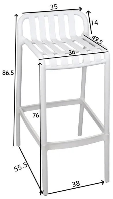 Σκαμπό μπαρ Zoi pp σε ανθρακί απόχρωση 36x56x87 εκ. 36x56x87 εκ.