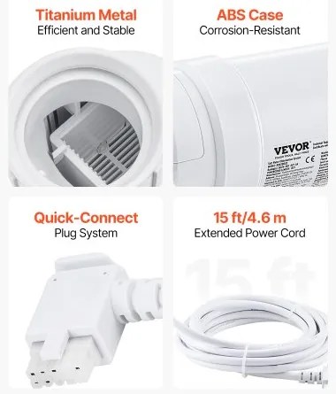 VEVOR Salt Water Chlorinator System W3T-Cell-15 for In-Ground Pool 40000 Gallons