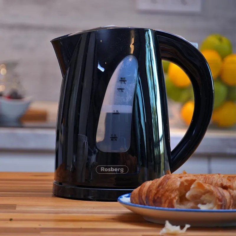 Ηλεκτρικός βραστήρας Oliver Voltz OV51230B, 2200W, 1,7 l, Φωτεινή ένδειξη, Ασύρματο, Μαύρο