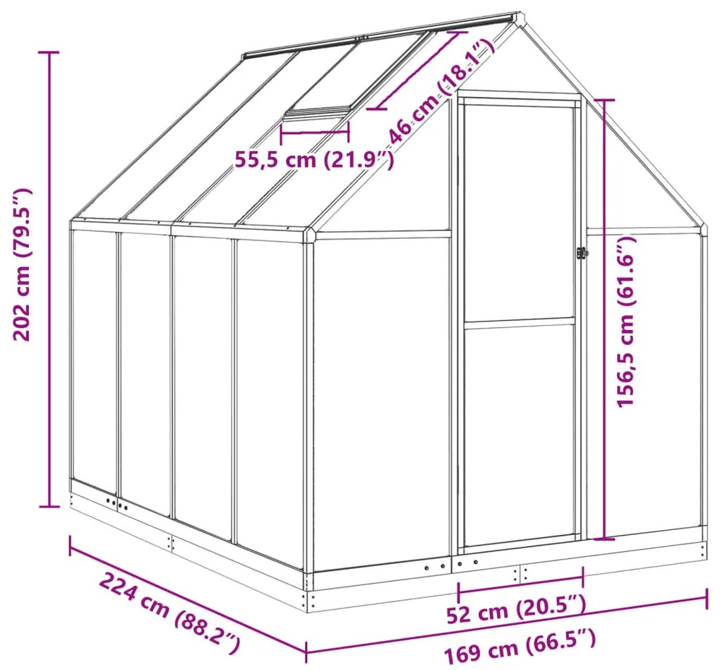 ΘΕΡΜΟΚΗΠΙΟ ΜΕ ΠΛΑΙΣΙΟ ΒΑΣΗΣ ΑΣΗΜΙ 224X169X202 ΕΚ. ΑΛΟΥΜΙΝΙΟΥ 3266323