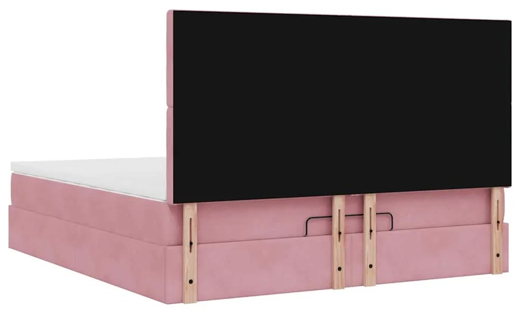 Οθωμανικό κρεβάτι με στρώματα &amp; LEDs Ροζ 160x200cm Velvet 3314479