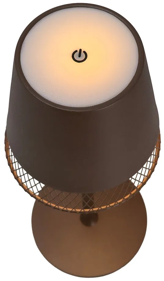 POWERTECH LED επιτραπέζιο φωτιστικό HLL-0191, ρυθμιζόμενο, επαναφορτιζόμενο, καφέ