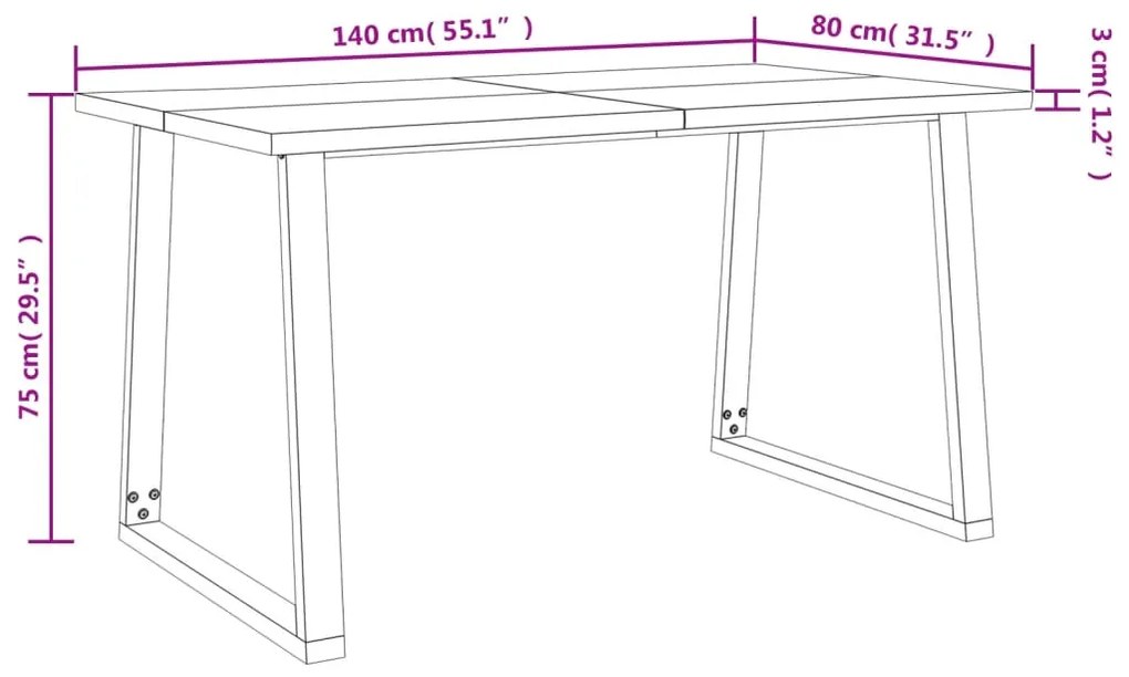 ΤΡΑΠΕΖΑΡΙΑ ΜΕ ΦΥΣΙΚΟ ΠΕΡΙΓΡΑΜΜΑ 140X80X75 ΕΚ ΜΑΣΙΦ ΞΥΛΟ ΑΚΑΚΙΑΣ 353289