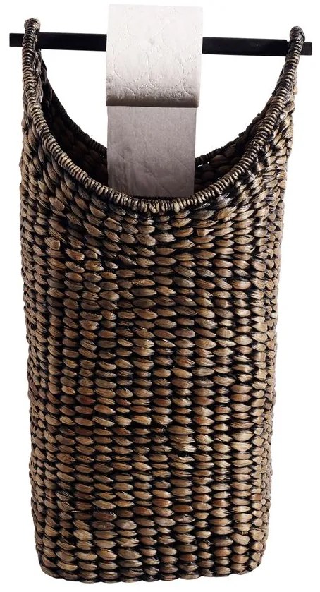 Καλάθι Αποθήκευσης Μπάνιου Καφέ Σκούρο Wateryacinth Ψάθα από Υάκυνθο H60x30xØ27, MUUBS