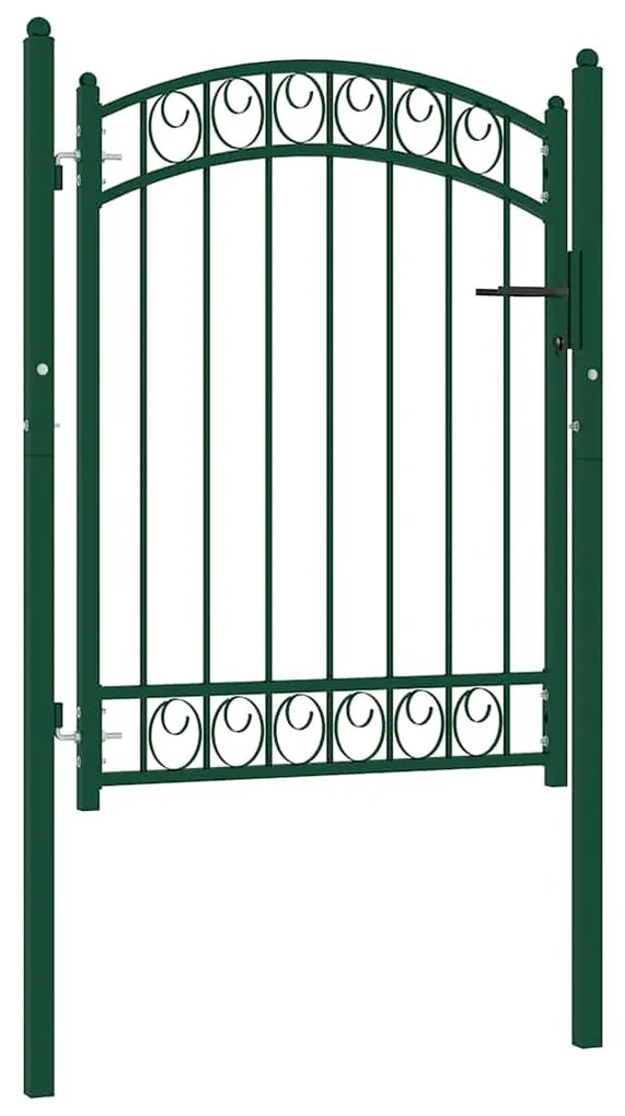 Πόρτα Περίφραξης με Αψιδωτή Κορυφή Πράσινη 100x125 εκ. Ατσάλινη