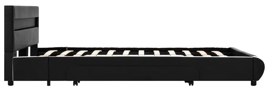 vidaXL Πλαίσιο Κρεβατιού με LED Μαύρο 140x200 εκ. από Συνθετικό Δέρμα