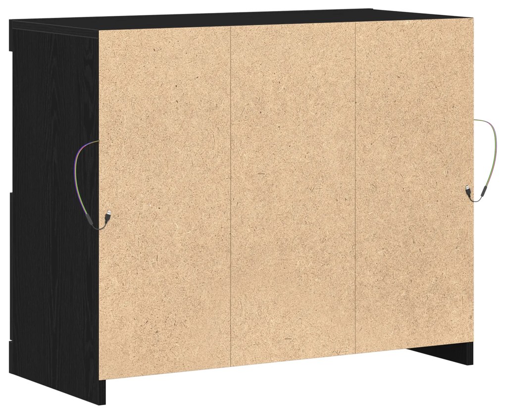 vidaXL Sideboard με LED Φωτισμό Μαύρος Δρυός 81x37x67 εκ.