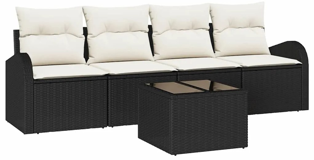 vidaXL Σετ Καναπέ Κήπου 5 pcs Μαύρο 55 x 55 x 37 εκ Πολυ ράταν
