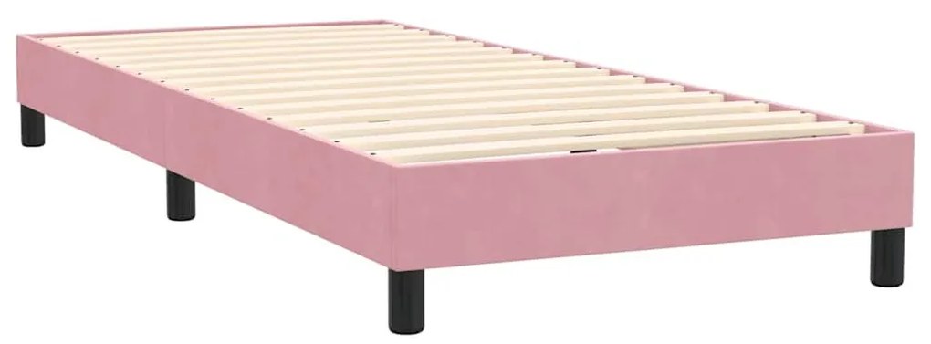 Κρεβάτι Boxspring με Στρώμα Ροζ 80x220 εκ. Βελούδινο - Ροζ
